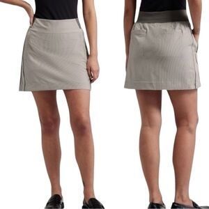 Athleta Brooklyn Textured Pull On Skort Gray Ivory Stripe Size 16 NEW